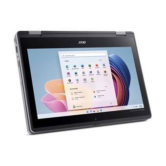 Acer TravelMate B3 Spin 11 TMB311RN-33 - Conception inclinable - Intel N-series - N200 / jusqu'à 3.7 GHz - Win 11 Home - UHD Graphics - 8 Go RAM - 256 Go SSD - 11.6" IPS écran tactile 1920 x 1080 (Full HD) - Wi-Fi 6E - schiste noir - clavier : Suisse Al