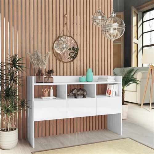 vidaXL Buffet Blanc brillant 105x30x70 cm Bois d’ingénierie