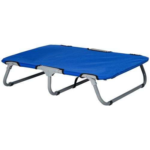 Lit sur pieds lit de camp grand confort pliable pour chien chat 71L x 58l x 20H cm acier tissu oxford 600D bleu