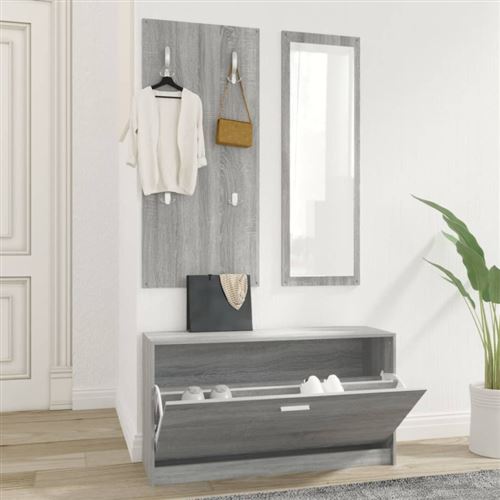 vidaXL Ensemble d'armoires à chaussures 3-en-1 Sonoma gris342575