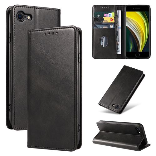 Housse noire pour Apple iPhone 16e / SE 4 2025 5G Etui noir de Protection Portefeuille à Rabat avec Porte Cartes XEPTIO