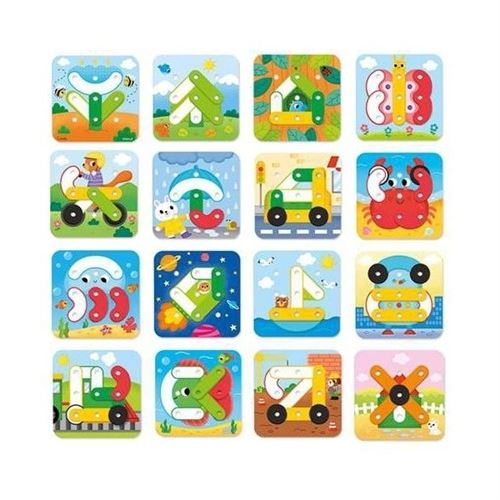 Jeu éducatif En Bois - Vis Et écrous à Assembler Pour Enfants - Développe La Coordination œil-main, Formes Géométriques