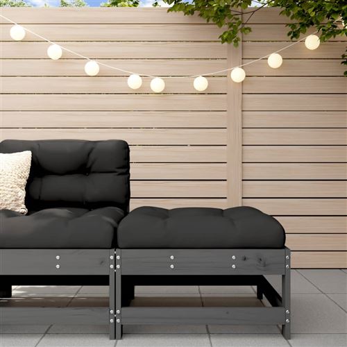 vidaXL - Repose-pied de jardin - Bois de pin massif - Gris - Image 2