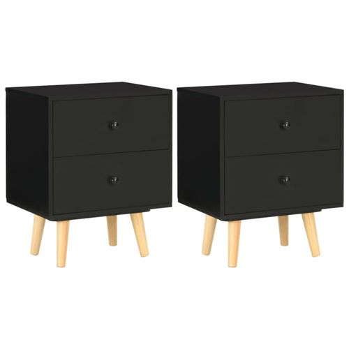 vidaXL Tables de chevet 2 pcs Noir 40 x 30 x 50 cm Pin massif