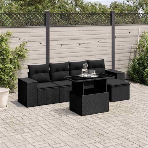 vidaXL - Salon de jardin modulable - 6 pièces - Noir - Image 2