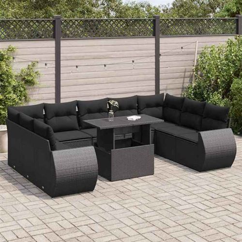 Non Communiqué Noir Salon De Jardin Modulable Vidaxl Resine 10 Personnes 10 Pieces