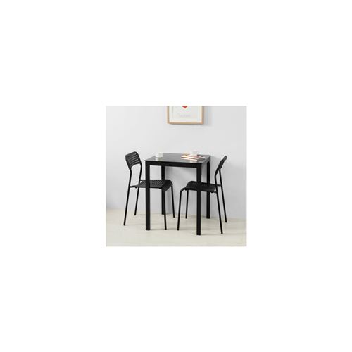 SoBuy® OGT38-K-SCH Table à Manger Carrée Noire - 60 x 60 x 75 cm-Plateau en Verre Forme Carrée Pieds en Acier Robuste