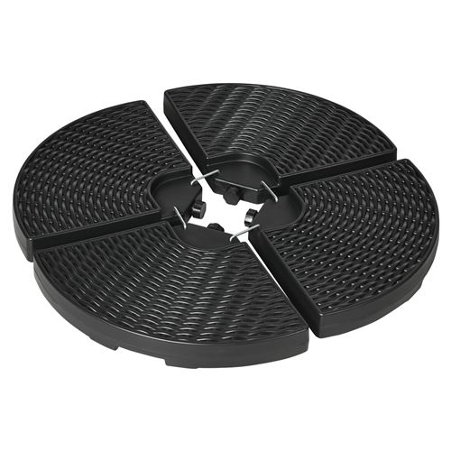 Lot de 4 dalles pour parasol &agrave; lester HDPE aspect rotin noir