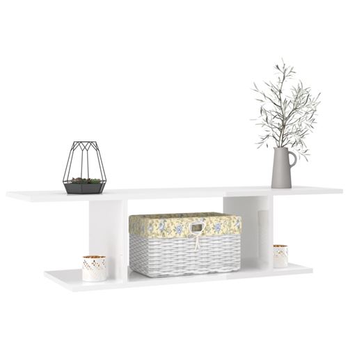 vidaXL Meuble TV mural Blanc brillant 103x30x26,5 cm