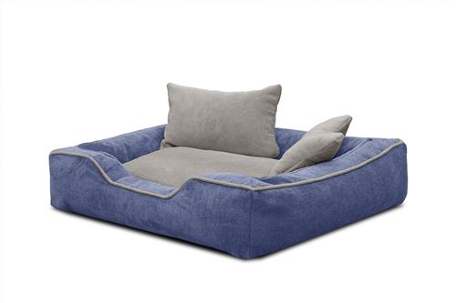 Panier pour chien et chat 80 x 70 cm tissu bleu cobalt et beige clair - BONNIE