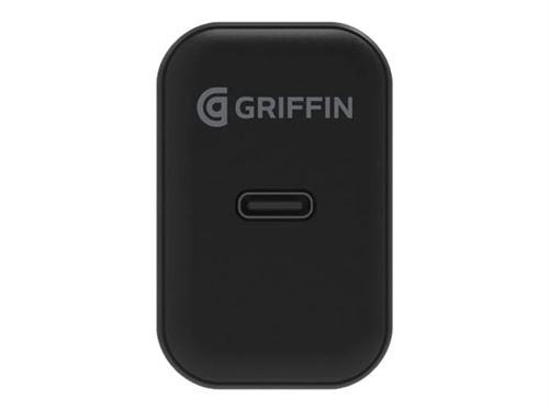 Griffin PowerBlock - Adaptateur secteur - 18 Watt - PD (USB-C) - noir - EMEA - pour Apple iPad/iPhone/iPod (Lightning)