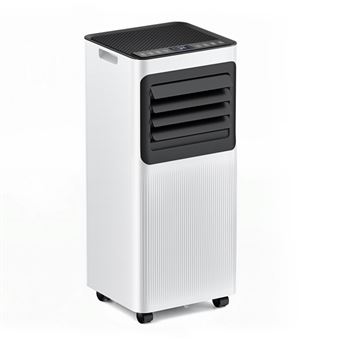 Climatiseur mobile,OMOZUN,climatiseur portable,ventilateur de salon,deux vitesses de ventilation,niveau sonore ≤ 55 dB,minuterie 24 heures,sécurité enfants,blanc et noir - 1