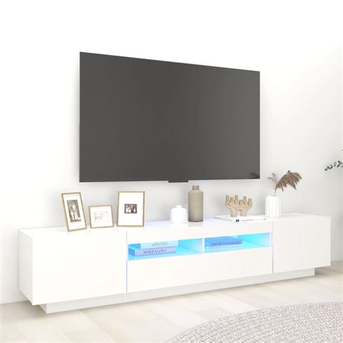 VIDAXL - Meuble TV - Moderne - Blanc - 200x35x40 cm - Image 2