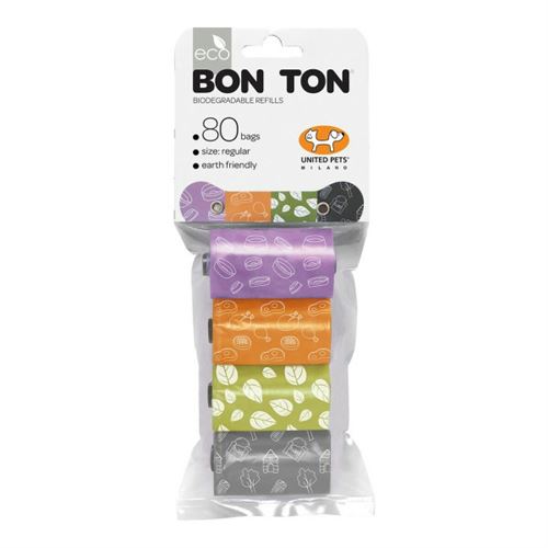 Comparer les prix de Sacs D'hygiène United Pets Bon Ton Regular Chien Assortiment De Couleurs (4 X 20 Uds)
