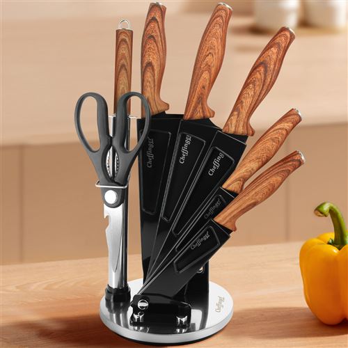 Set De Couteaux De Cuisine Cecotec Swiss Chef Black - 6 Couteaux Professionnels Avec Revêtement Céramique - Manche Antidérapant