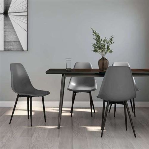 Non Communiqué Gris Lot De 4 Chaise Vidaxl En Polypropylene Non Pliable H. 84 Cm Interieur