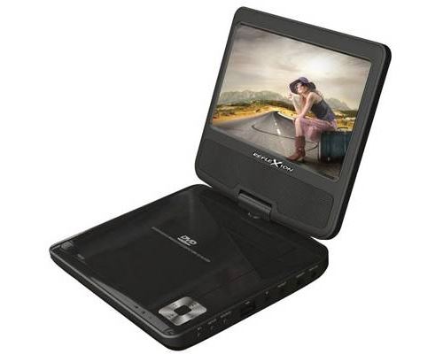 Lecteur DVD portable 7 pouces (17.78 cm) Reflexion DVD7002 avec lecteur DVD intégré, fonctionnement sur batterie, avec câble de connexion Auto 12 V noir