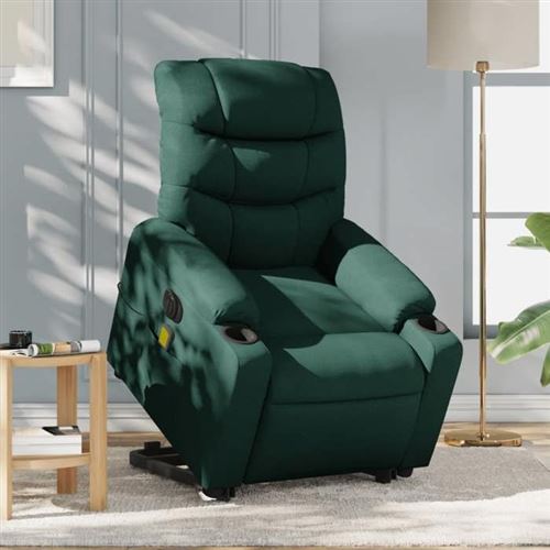 Non Communiqué Vert Vidaxl Fauteuil De Relaxation, Massage, Inclinable Électrique Réglable Tissu Foncé