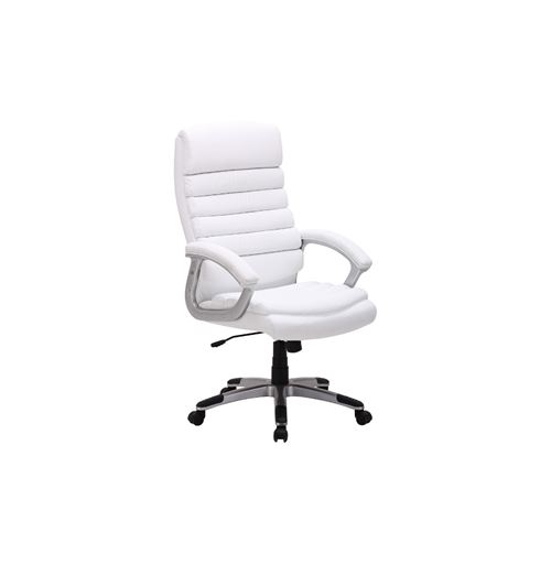 Chaise de bureau à roulettes - Q087 - 66 x 50 x 115 cm - Blanc