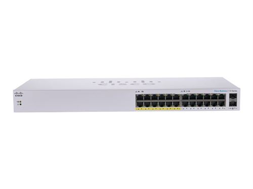 Cisco Business 110 Series 110-24Pp - Commutateur - Non Géré - 12 X 10/100/1000 (Poe) + 12 X 10/100/1000 + 2 X Sfp Gigabit Combiné - Montable Sur Rack, De Bureau, Fixation Murale - Poe (100 W)