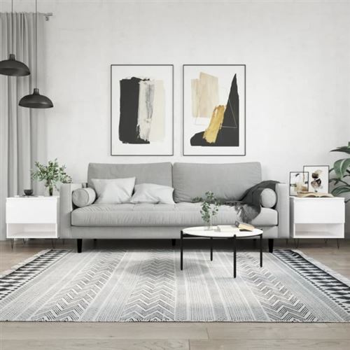 vidaXL - Table basse - Lot de 2 - Blanc - 50x46x50 cm - Image 2