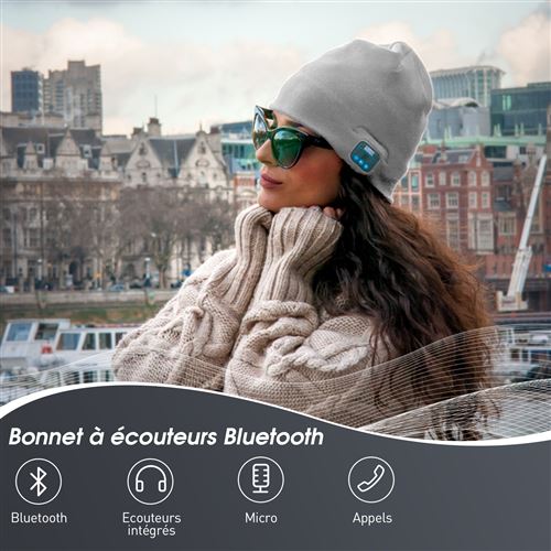 Bonnet Bluetooth Écouteurs Gris Homme Femme Gris Sans Fil Connecté – August  EPA20 – Micro Batterie Sport - Casque audio - Achat & prix