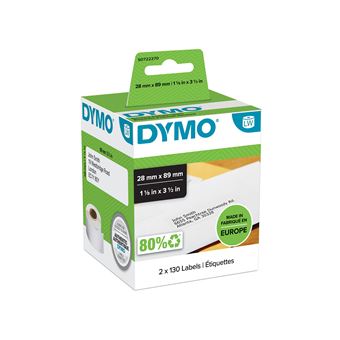 DYMO LabelWriter Boite de 2 rouleaux de 130 étiquettes adresse standard 28mm x 89mm