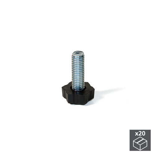 EMUCA Lot de 20 Vérins hexagonale M8 pour pied de meuble à réglage extérieur H 38 mm - 2020605 - Emuca