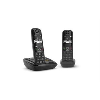 Gigaset AS690A Duo - Téléphone sans fil - système de répondeur avec ID d'appelant - ECO DECT\GAP - noir + combiné supplémentaire