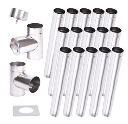 Kit conduit cheminée simple paroi de 15 m Ø 100/120/130/150/160/180/200 mm - Dimensions: 130 mm