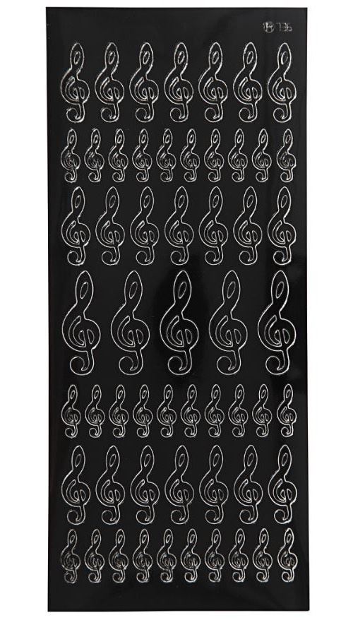 Creotime autocollants clés musicales 10 x 23 cm noir