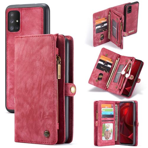 Etui en PU Millésime 2 en 1 à plusieurs emplacements rouge pour votre Samsung Galaxy A51 SM-A515