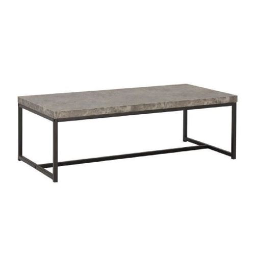 IMPAKT Table basse style contemporain décor béton et pieds métal laqué noir - L 115 x l 55 cm