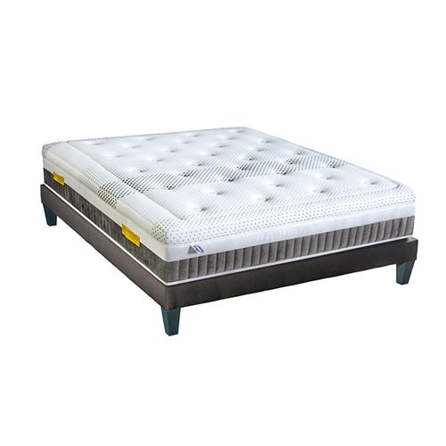 OLYMPE LITERIE Ensemble DELPHES 90x200 cm Matelas M&eacute;moire de forme + Sommier Bois Ferme