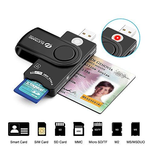 Eletrand Smart Lecteur de Cartes Électronique Lecteur de Carte D'identité et Smart CAC Lecteur de Carte SD/Micro SD Adaptateur d