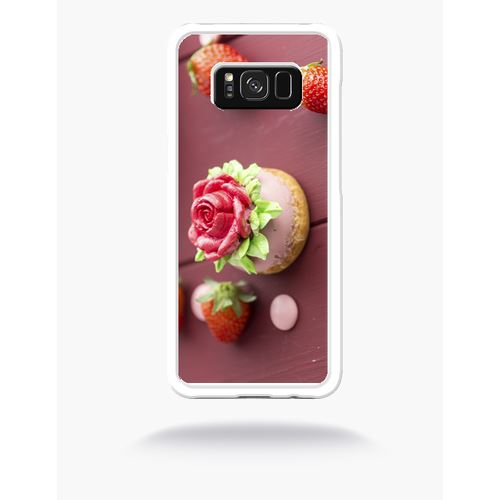Coque Choux Cup Cake Fraise Rose Compatible Samsung S8 Bord Transparent