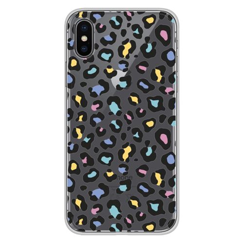 Coque en silicone imprimée compatible Apple iPhone XS Max Léopard coloré