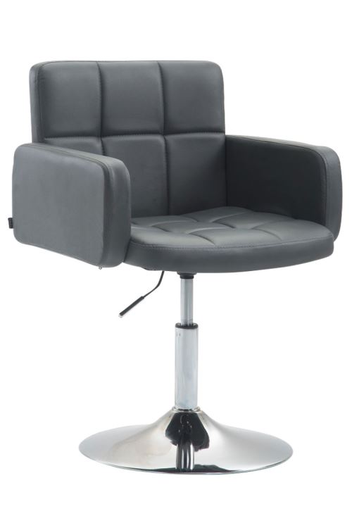 Fauteuil lounge Los Angeles similicuir avec piètement tulipe en métal chromé - Siège Gris