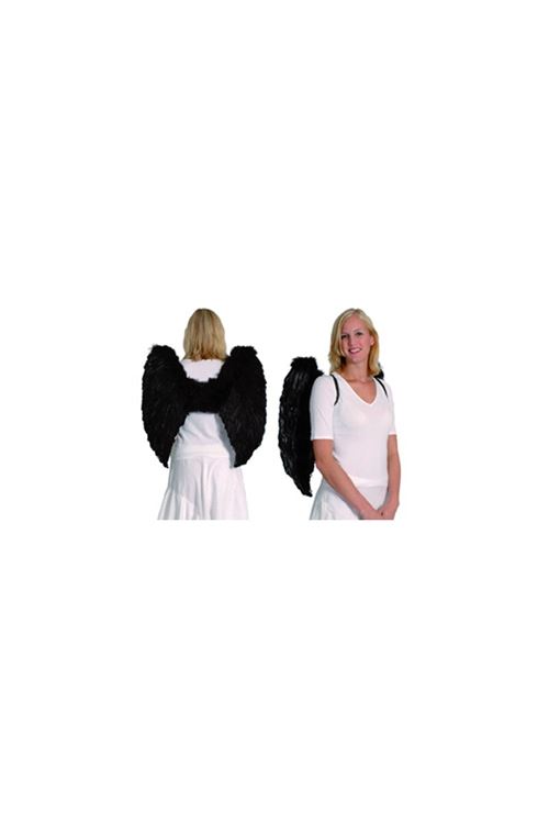 Maxi Ailes Ange En Plumes Noires - Noir - Taille Unique