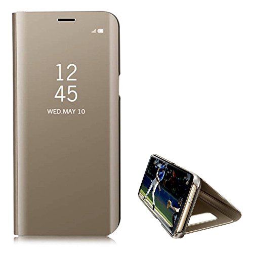 Miroir Coque pour Samsung Galaxy J6 2018 / J600, Housse Coque Etui Flip Case Miroir Plastique Rigide avec Fonction Support Cuir Anti