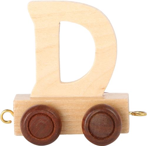 Small Foot chariot de train lettre D bois beige 5 x 3,5 x 6 cm