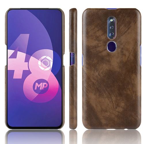 Etui en PU litchi marron pour votre Oppo F11 Pro