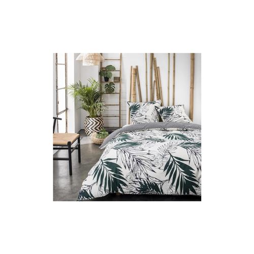 TODAY Parure de couette Sunshine 2.5 - 100% Coton - 220 x 240 cm - Ivoire et vert sapin