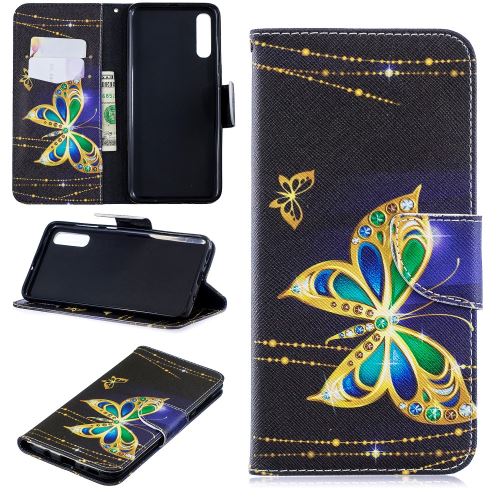 Etui en PU support motif imprimé papillon colorisé pour votre Samsung Galaxy A70
