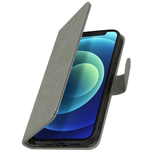 Avizar Étui pour iPhone 12 Mini Folio Intégrale Porte-carte Fonction Support Gris