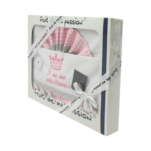Coffret Parure de draps rose à carreaux - Je suis une petite princesse