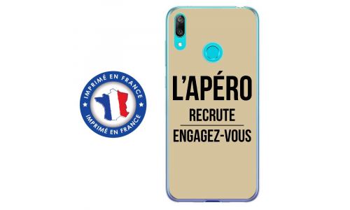 Coque souple pour Huawei Y7 (2019) avec impression Motifs l'apéro recrute taupe