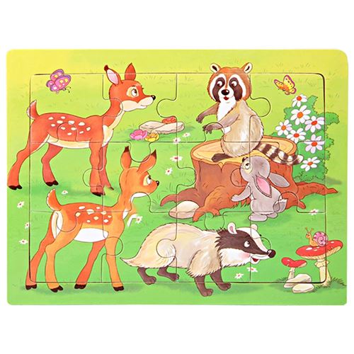 Puzzle K884 de animal pour enfant en bois 12 pieces - Multicolore