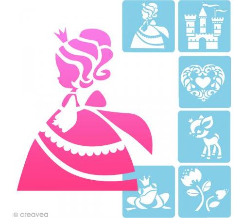 Set de 6 Pochoirs : Princesses Avenue Mandarine