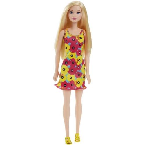 Barbie chic blonde robe fleurie rose et jaune bsm